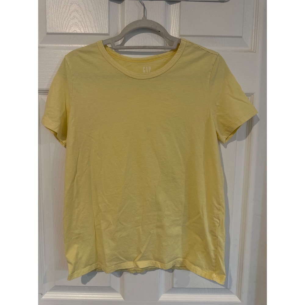 Gap Womens Small Yellow Short Sleeve Crew Neck 100% Cotton Basic T-Shirt Tee